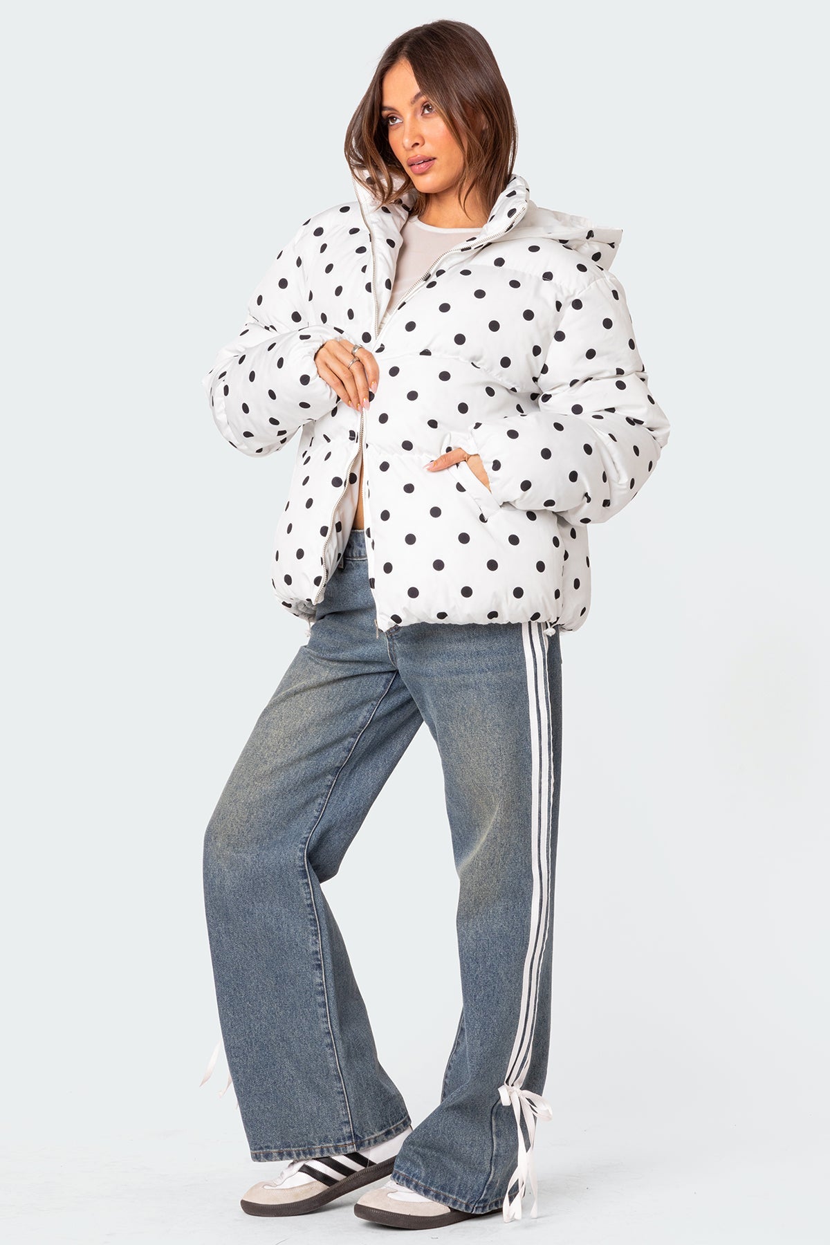 Marcey Polka Dot Hooded Puffer