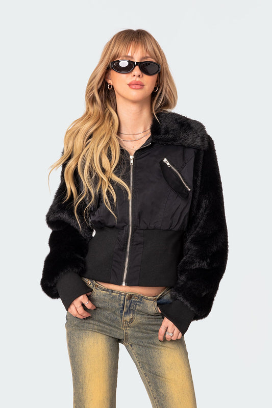Malliora Faux Fur Nylon Jacket