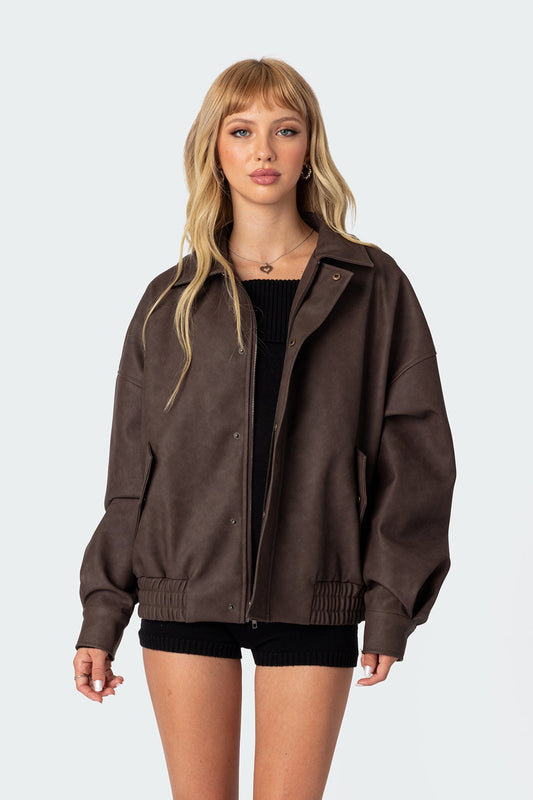 Mori Oversized Faux Leather Jacket